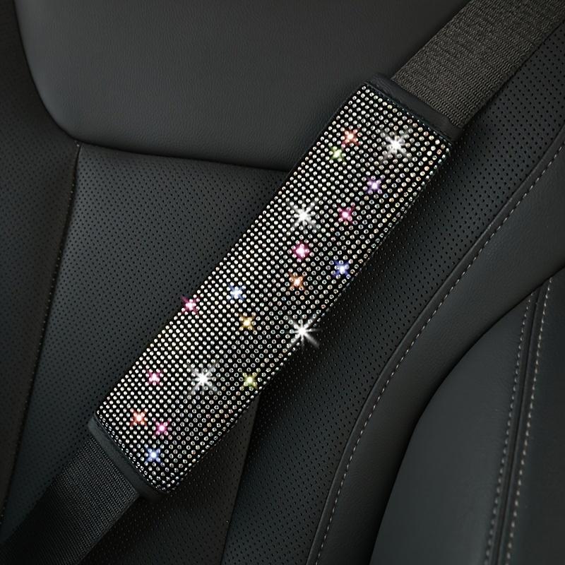 Car Seat Belt Cover with Rhinestones, Trim, Heat-Applied Shoulder Protector, Full-Coverage Car Interior Modification Accessory, Artificial Diamond Luggage Handle Cover, Set of Two