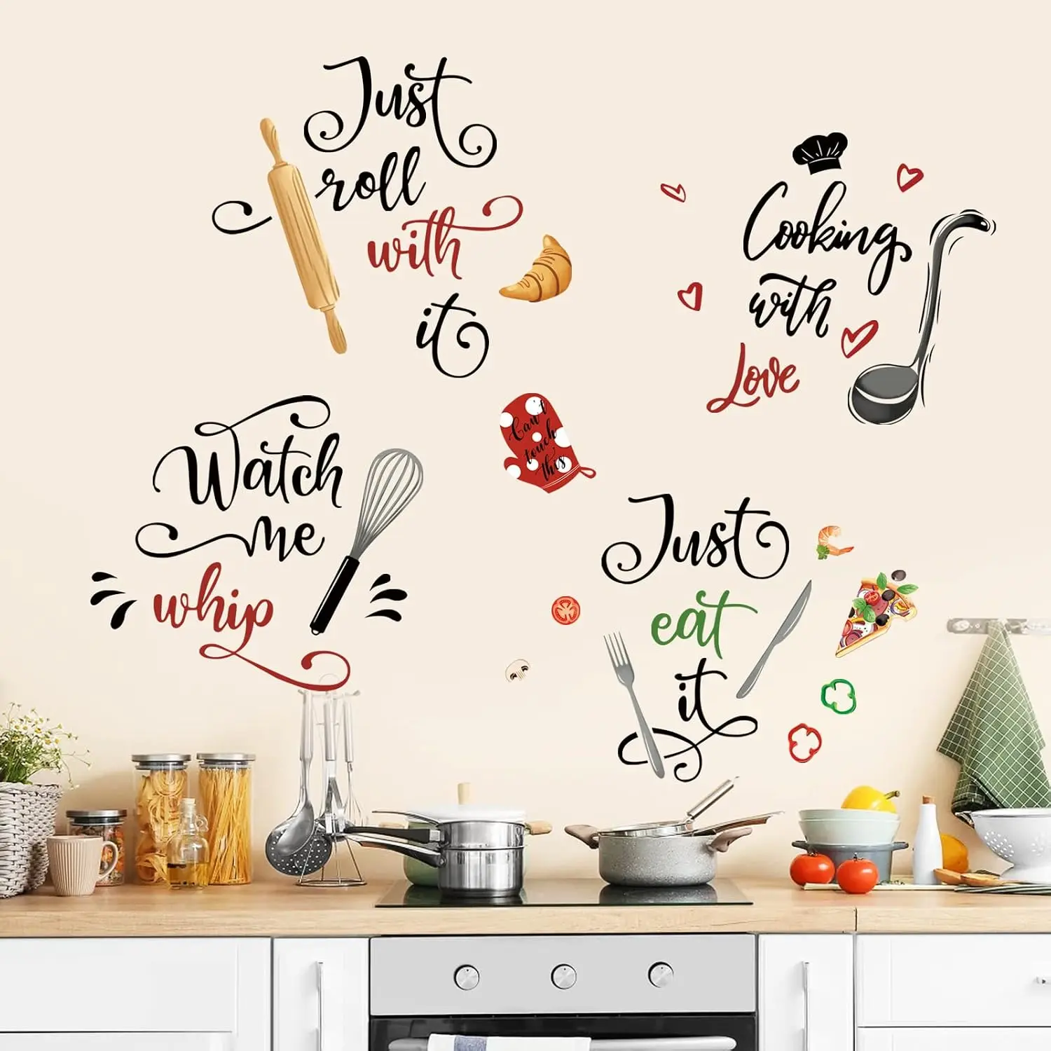 Kitchen  Wall  Quotes Kitchenware Wall Stickers | Peel and Stick, Removable, Wall Art , Wall Decoration, Kitchen Dining Room, Cupboard, Baking Room,  Wall Decor
