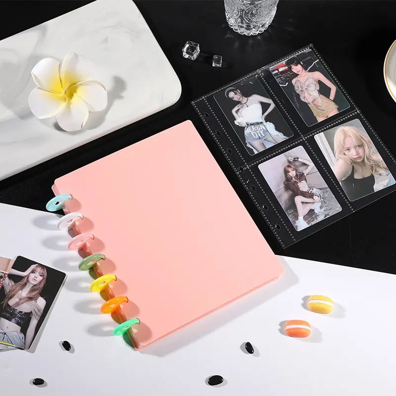 Cute Kpop Photocard Binder, Rainbow Mushroom 4 Pocket Trading Card Album, Refillable DIY Collection Book for Idol Cards, Photos & Collectibles