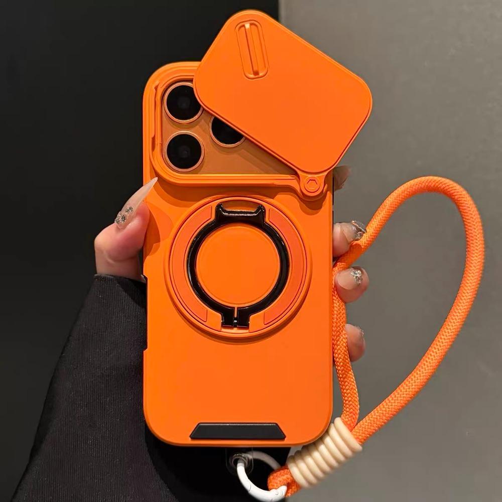Rotating Lens Protection Case: Phone Case - Combines Lens Protection, Stand, and Magnetic Charging with a Lanyard. Suitable for iPhone Air 16/15/14 Plus/13/17 Pro Max. 360 °   Stand, Heavy-duty Drop-proof Protective Case