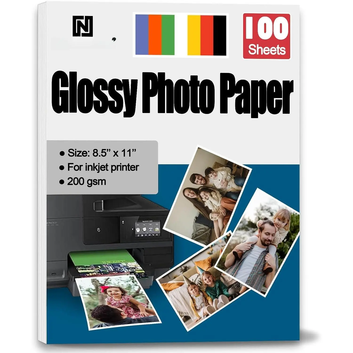 Inkjet Glossy Photo Paper 8.5x11, Letter Size, 200GSM – 100 Sheets |  Weight for Framing & Less , Ideal for Family Photos, School Projects & Chip Bags, Compatible with Inkjet Printers