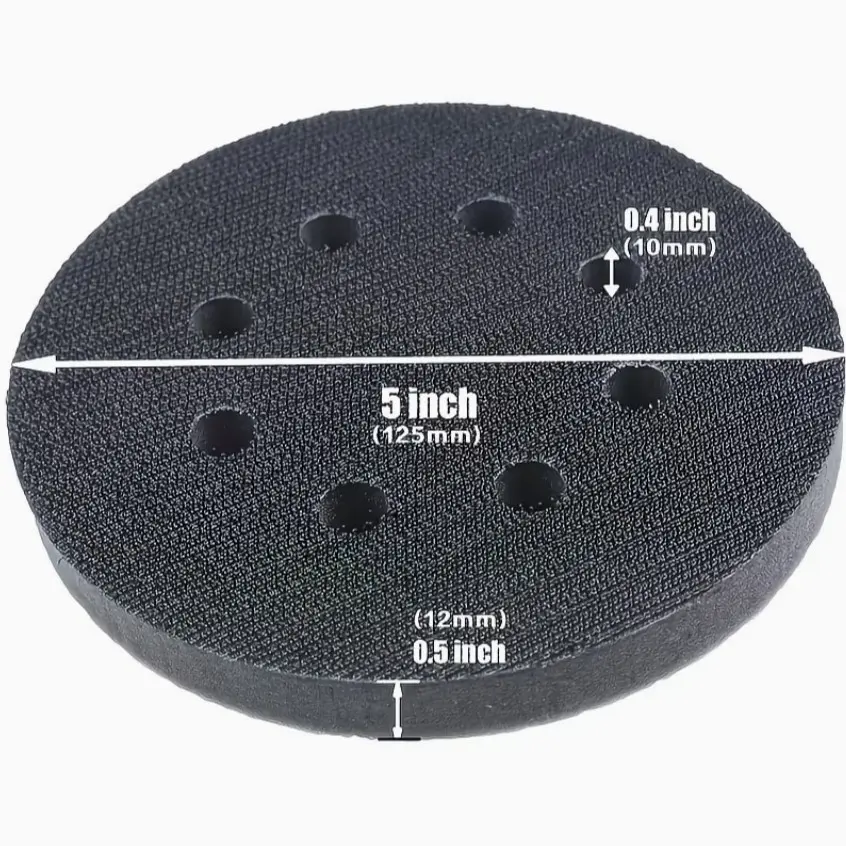 5-Inch 8-Hole Foam Interface Pad, Buffer Sanding Pad with Velcro Attachment, Sponge Sanding Pad for DIY Projects, Single Pack, Enhanced Airflow