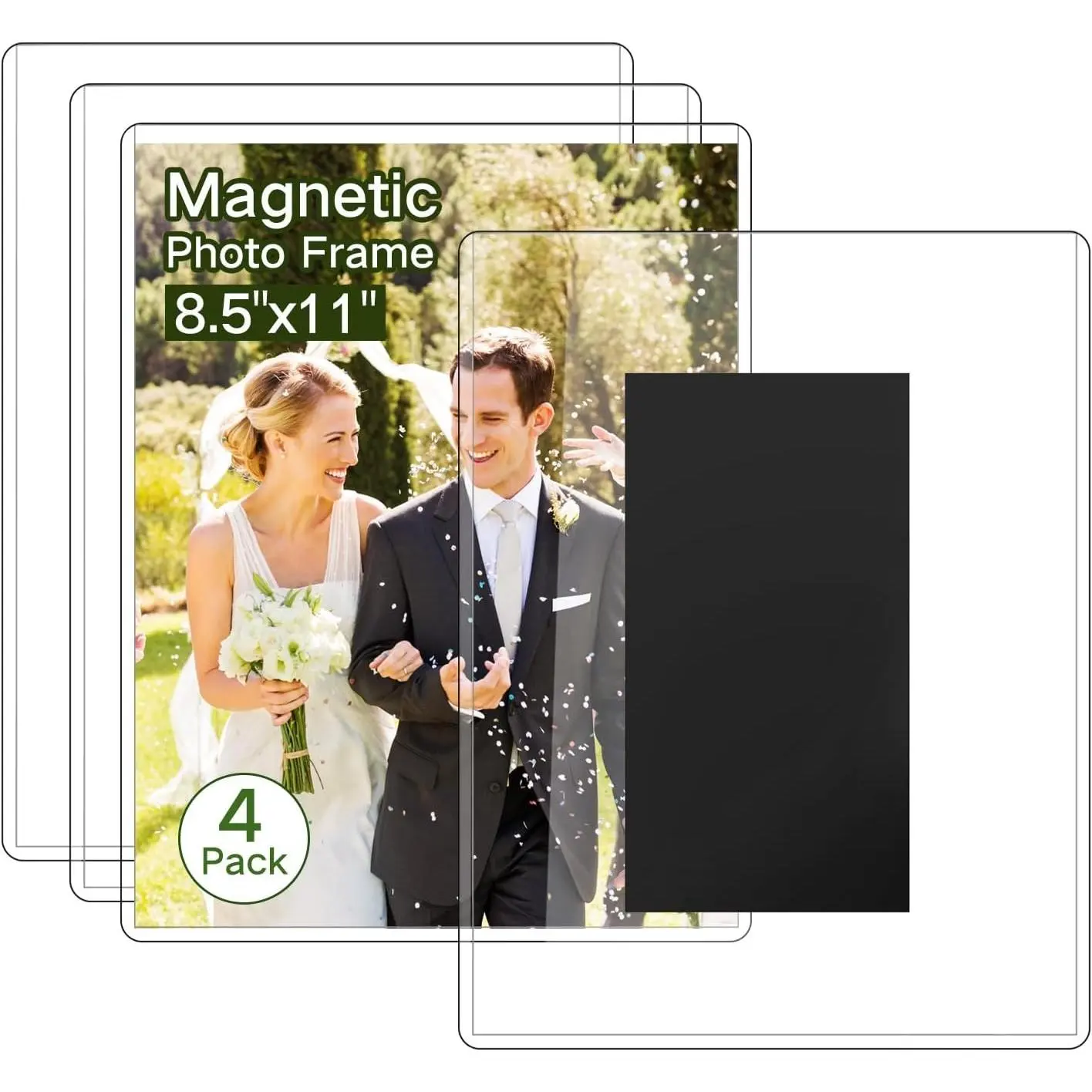 8.5x11 Magnetic Sign Holder 4 Pack, Large Clear Magnetic Picture Holders for Refrigerator, Perfect for Displaying Artwork, Schedules, Certificates