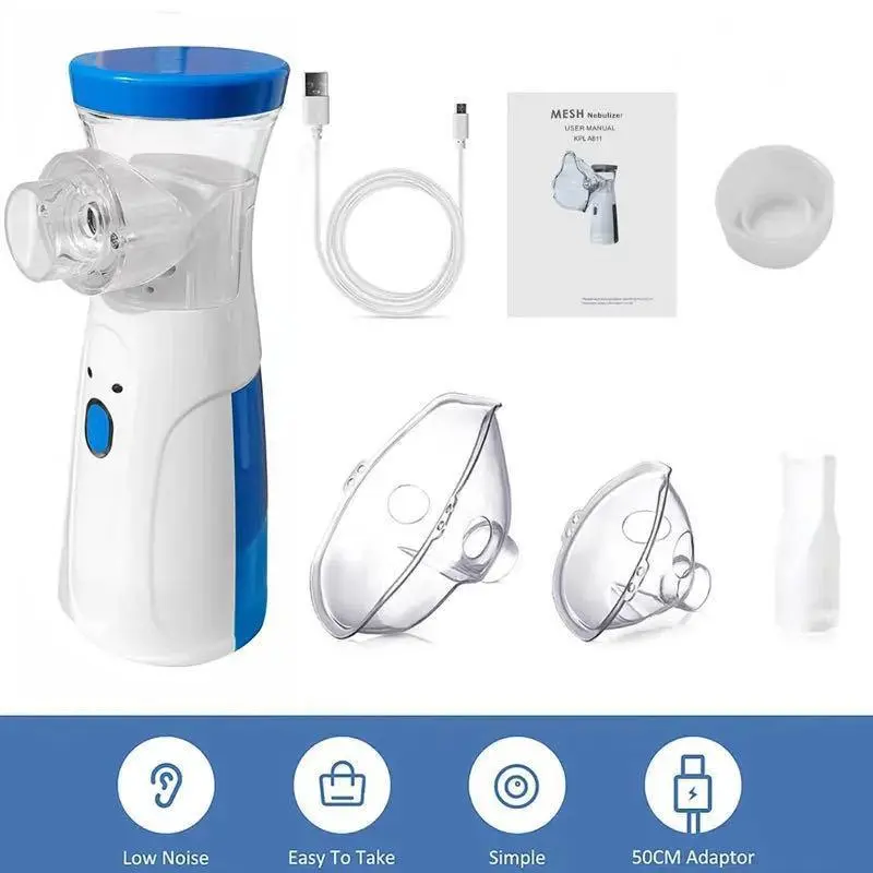 Quick Relief of Respiratory Problems, Ultra-Quiet (White), Portable Handheld Nebulizer - USB Rechargeable Nebulizer for Adults and Children, Ultra-fine 3μm Mist, <30dB Quiet Asthma Relief, Suitable for Home and Travel Medicine Cabinet