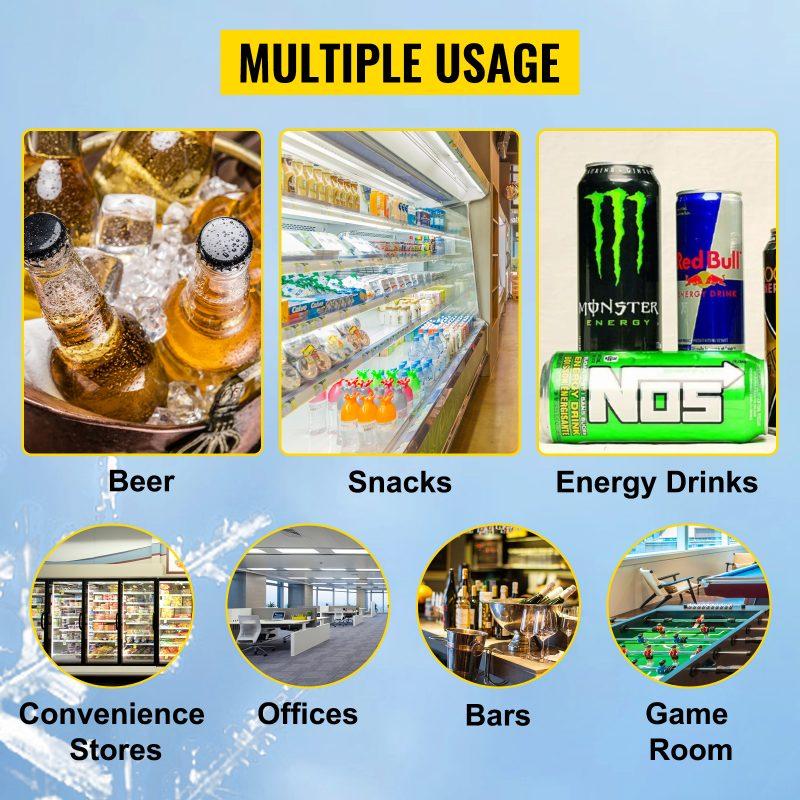 VEVOR Commercial Refrigerator, Display Fridge Upright Beverage Cooler, Glass Door with LED Light for Home, Store, Gym or Office, (23 cu. ft. Double Swing Door)