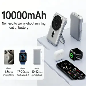 10000mAh MagSafe Magnetic Power gank-Fast Wireless Charging 15W+ 20W USB-C- Compatible with iPhone 13/14/15/16/17, Apple Watch& Apple Earbuds-Portable Charger for Travel,Slim & Lightweight,  Smartphone Compact Chargeable