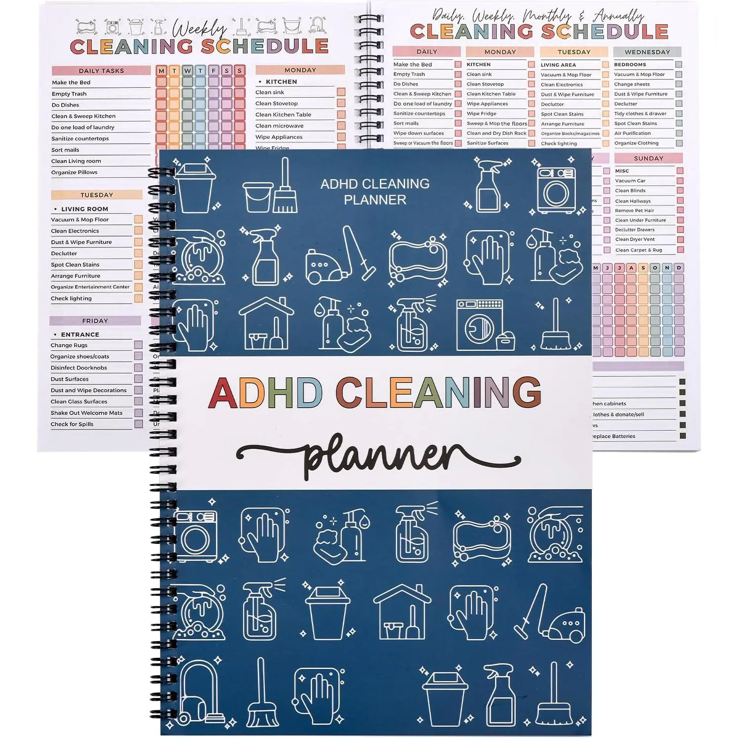 2026   Cleaning Planner for Adults and Teens - Daily, Weekly & Monthly Cleaning Schedule & Checklist - Household Chore Organizer with DIY Templates for -Free  Management