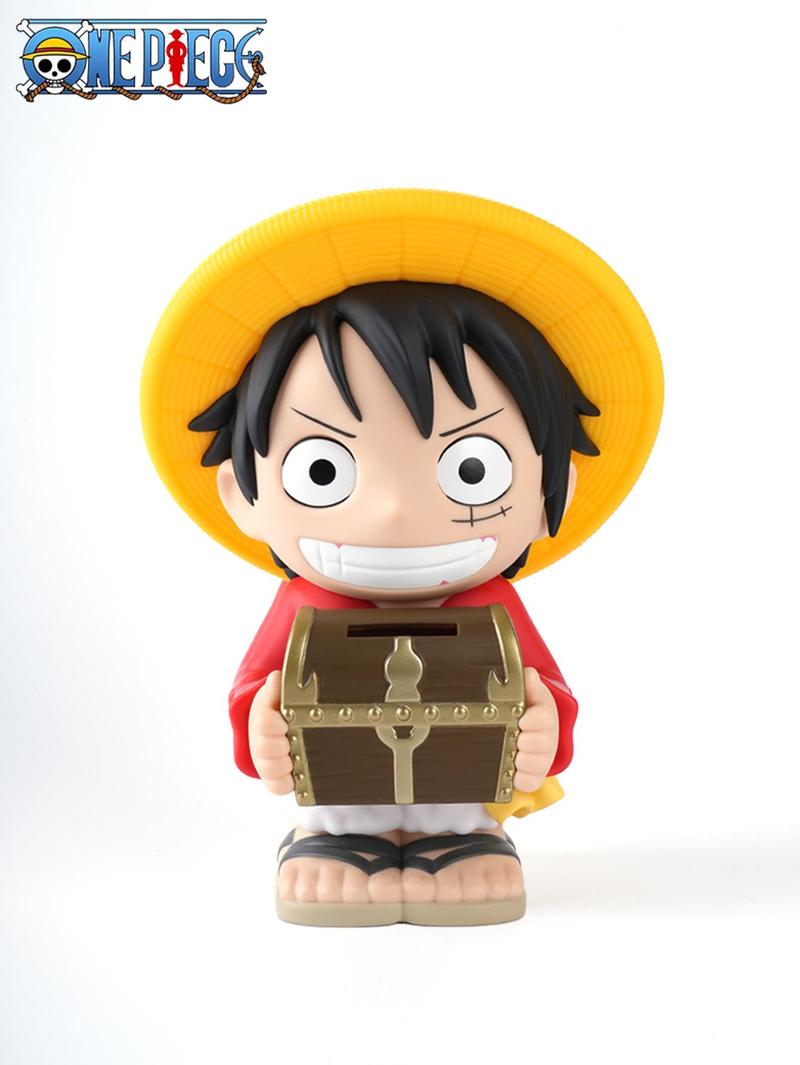 L-One Piece Officially License Luffy Figural Bank Piggy Bank Accessories Coin Bank PVC High Quality Anime Movie Peripheral Collectible Merch Home Bedroom Desktop Decoration One Piece Decor Birthday Gift for Fans