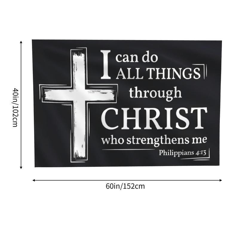 Tapestry  Acts Philippians 4:13 Inspirational Christian Flag 40x60 in "I Can Do All Things Through Christ" Bible Verse Flag for Room, Yard, Church, and Events ﻿       (B) Wall Banner Decorative Tapestry Christmas