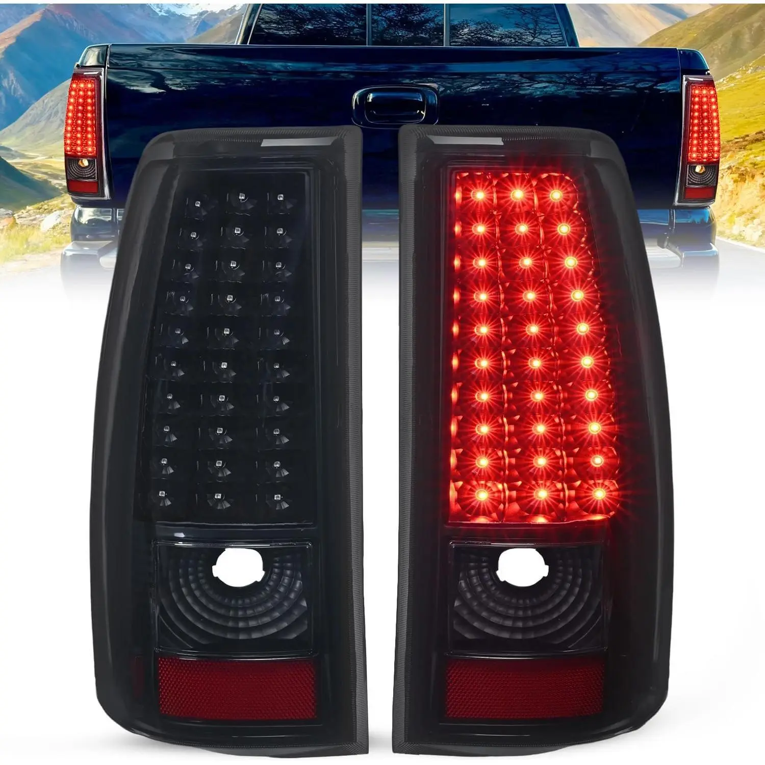 Nilight LED Tail Light Assembly - Incandescent Upgrade for 2003-2006 Chevy Silverado 1500/1500HD/2500/2500HD/3500, 2007 Chevrolet Classic, Rear Brake Lamps, Led Lights For Truck, Rear Taillights