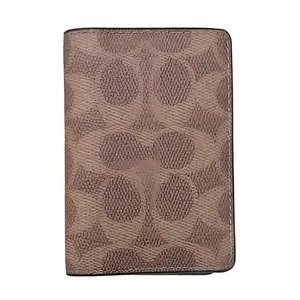 COACH Coach 8-Logo Bifold Cardholder for Men in Tan and Black Coated Canvas