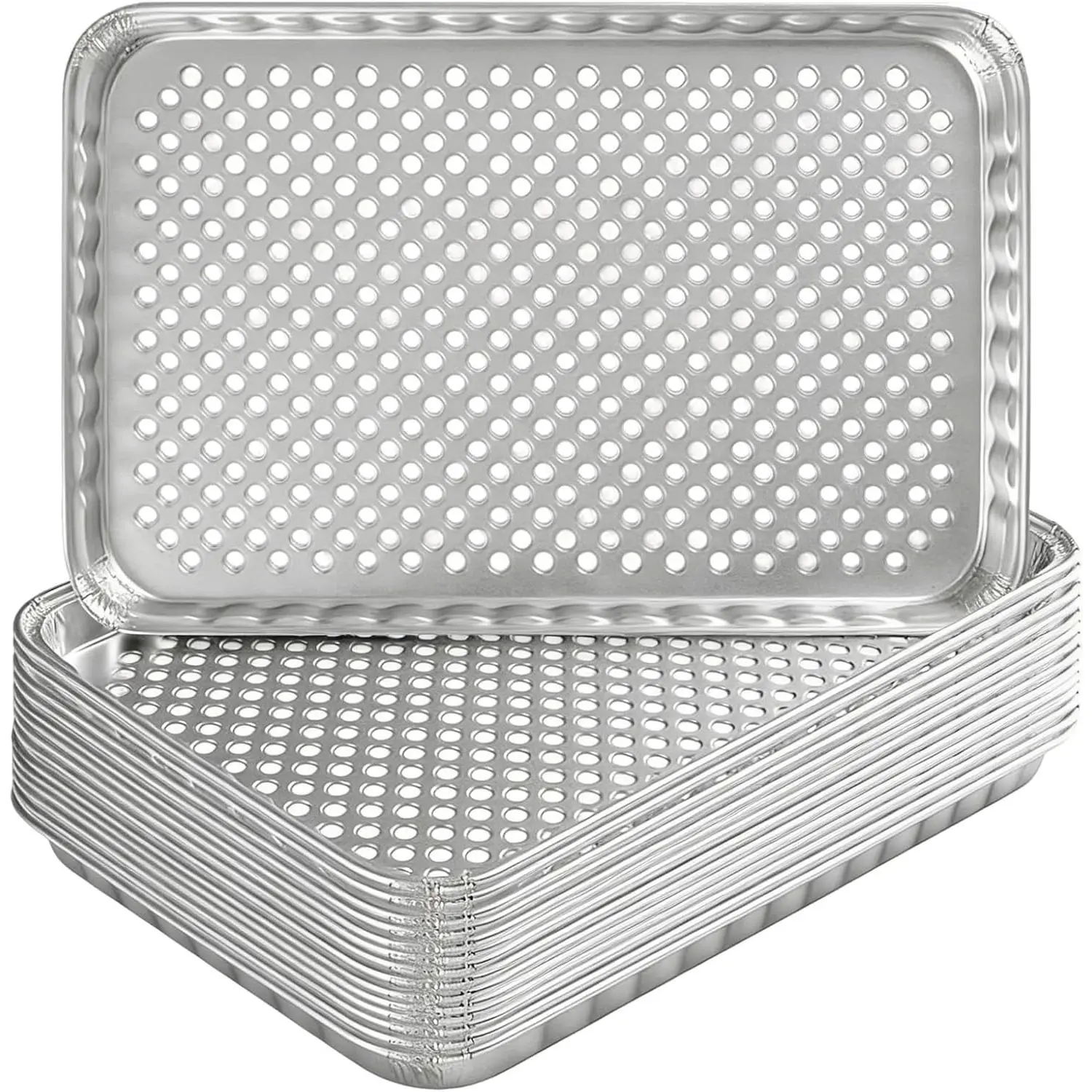 Disposable Grill Toppers 15 Pack Disposable Aluminum Foil Grill Topper Pans BBQ Grill Grate Liners for Outdoor Cooking & Camping Prevents Food from Sticking or Falling Through The Grill