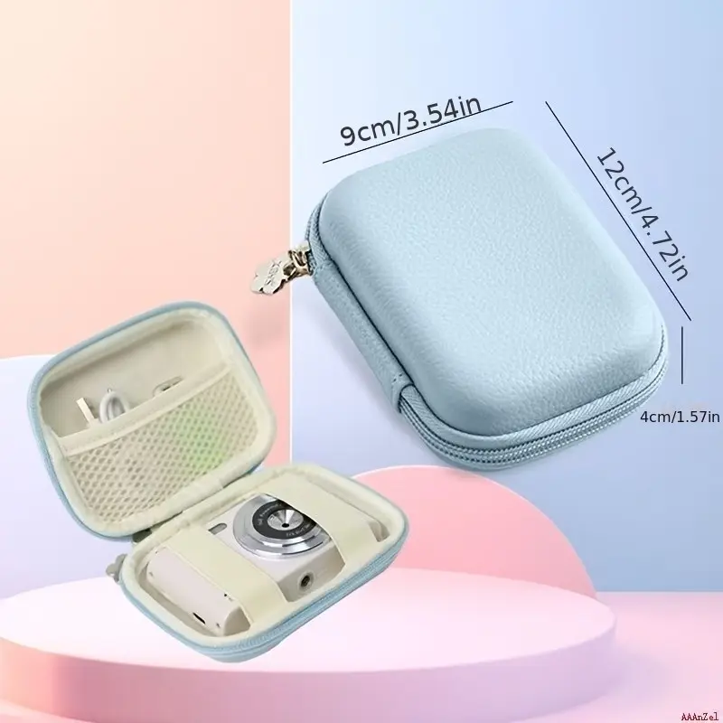 Portable Mini Digital Camera Storage Bag, Shockproof Hard Shell Ccd Camera Protector, Mesh Pouch Slot, Travel Organizer for Data Cables and Memory Cards