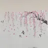 Peach Blossom Tree & Bird Pattern Wall Sticker, 4 Sheets/set Self-Adhesive Wall Decals, Flower Decals For Walls, Floral Pattern Sticker, Decorative Stickers, Decoration Items for Home Living Room and Bedroom, Vinyl Floral Wall Art, Bedroom Decorations