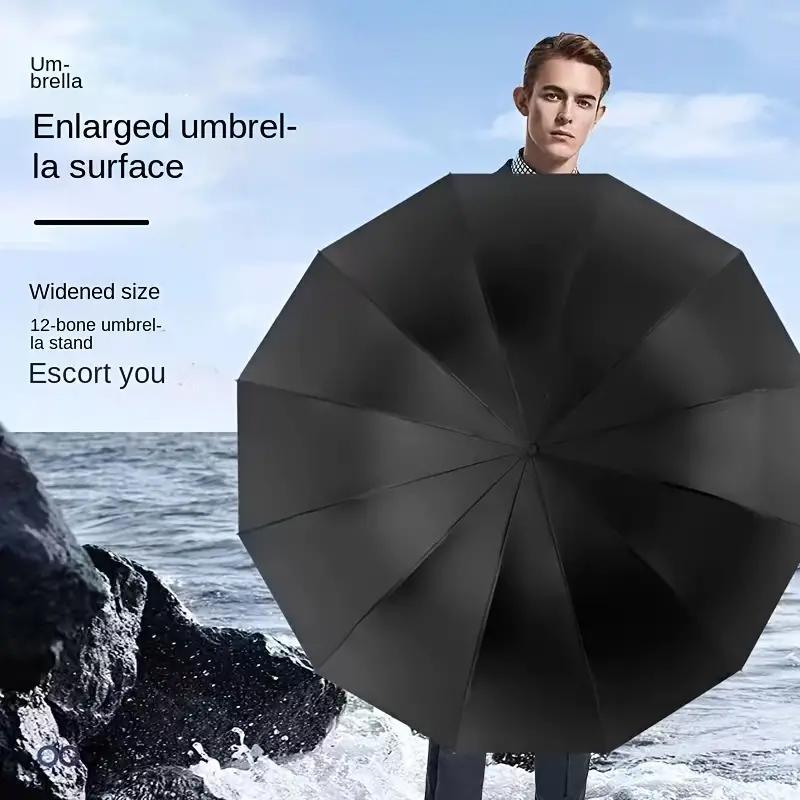 12-rib Reinforced Windproof Folding Umbrella, 1 Count Portable Manual Umbrella for Business, Travel, Rainy and Sunny Day, Rainproof Umbrella, Durable, Compact and Easy To Carry, Wind Resistant Umbrella, Lightweight Foldable Umbrella