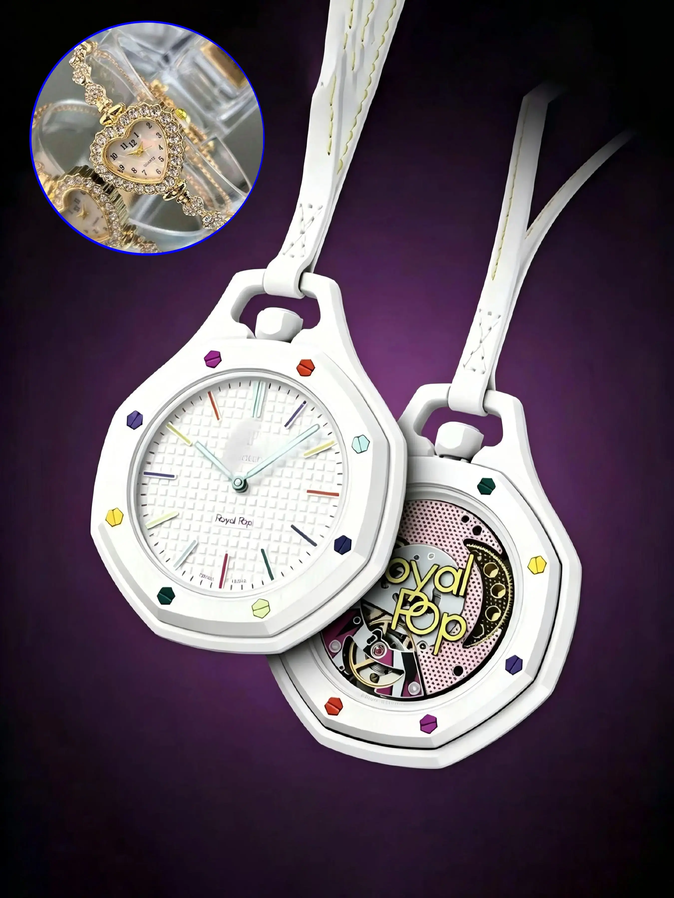 Ladies' fashionable quartz watch, fashionable analog watch, elegant quartz watch, quartz watch, pendant design/equipped with adjustable strap, suitable for parties and daily wear, perfect for birthday gifts