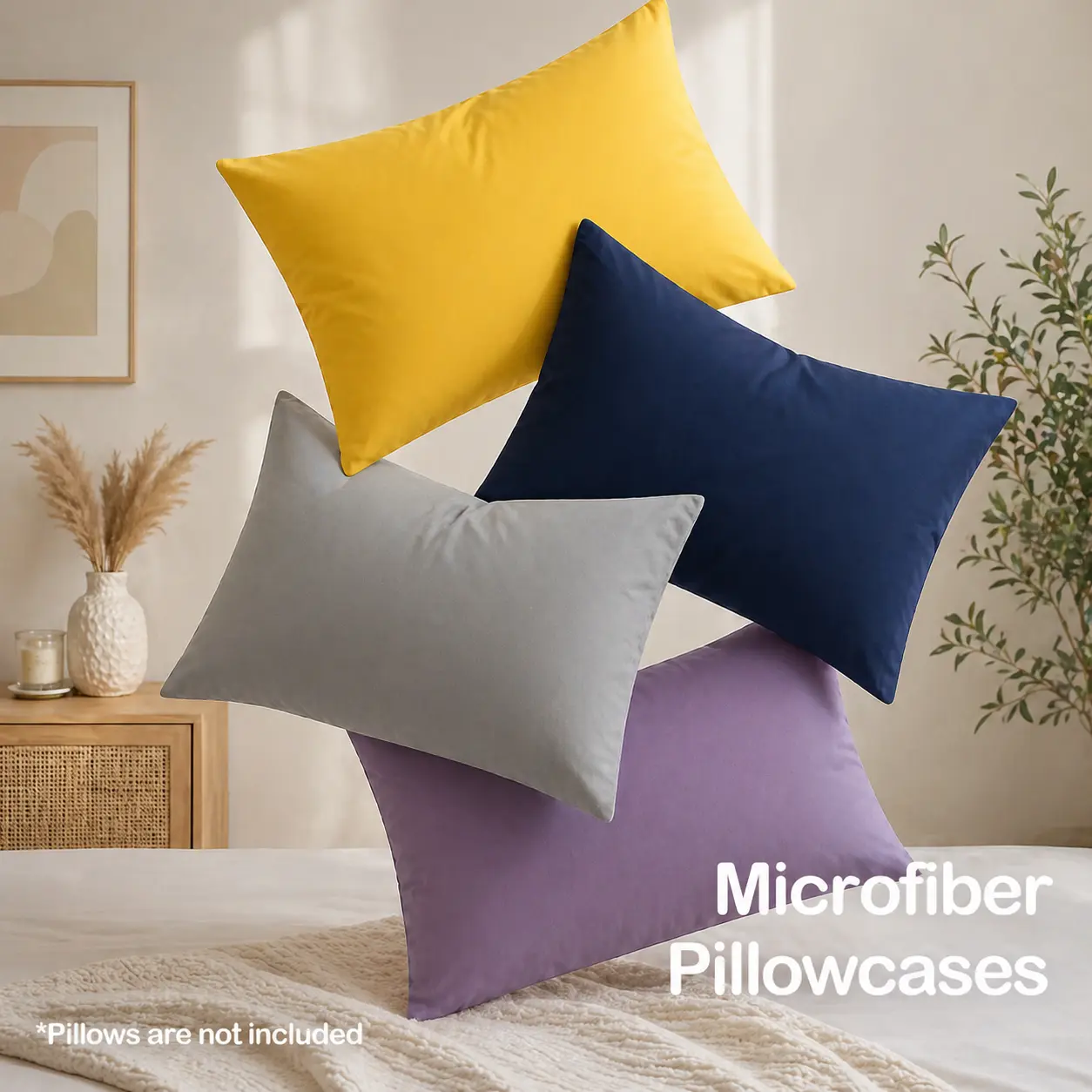 HTA 2 Pack Microfiber Pillowcases – Ultra Soft, Wrinkle-Free, Fade & Stain Resistant Pillow Covers with Envelope Closure for Comfortable Sleep