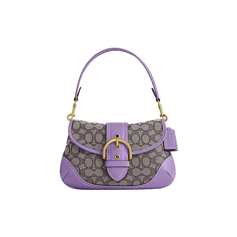 COACH Soho 27 Classic Monogram Flap Crossbody Handbag for Women, Purple