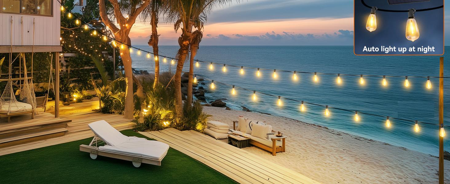 100FT Solar String Lights Outdoor Waterproof with Remote, 36+2 Shatterproof ST38 LED Bulbs, Dimmable Patio Lights Solar Powered, 3 Lighting Modes Solar Lights for Backyard, Garden, Deck