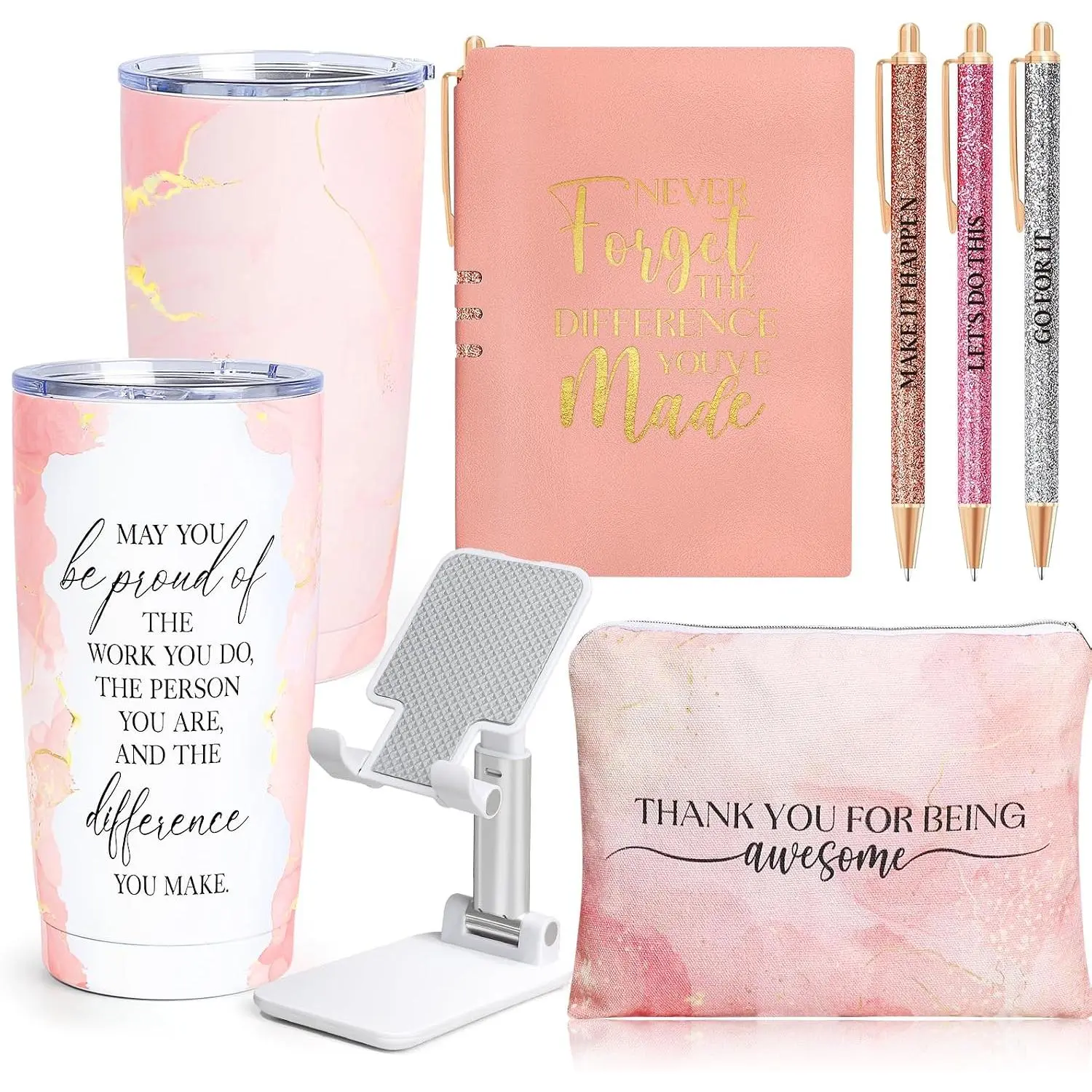 Employee Appreciation Gifts, Appreciation Gifts for Coworkers, 8 count Christmas  for Employees Coworkers Teacher Staff Principal Nurse, Cool Thank You Gifts Baskets w/ Tumbler Notebook ()