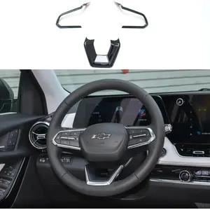 ZiWen Interior Trims Steering Wheel Cover Accessories for Chevy Equinox EV Suburban Tahoe Traverse Blazer EV 2025 2026 (Gloss Black)
