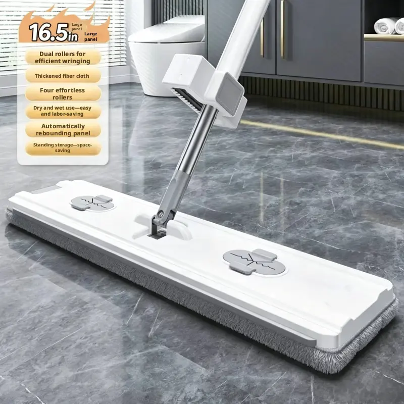 The new easy-to-store, hands-free mop features a 16.5-inch large panel flat mop, a lazy mop for home use, a water-absorbent mop suitable for both wet and dry mopping, and is suitable for tiles, marble, cement boards, wooden floors, etc