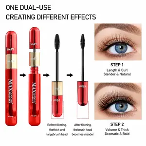 2-In-1 Dual-Use Magic Mascara, Adjustable Brush for Length & Volume, Waterproof Long Lasting, Smudgeproof, Tiktok Trend