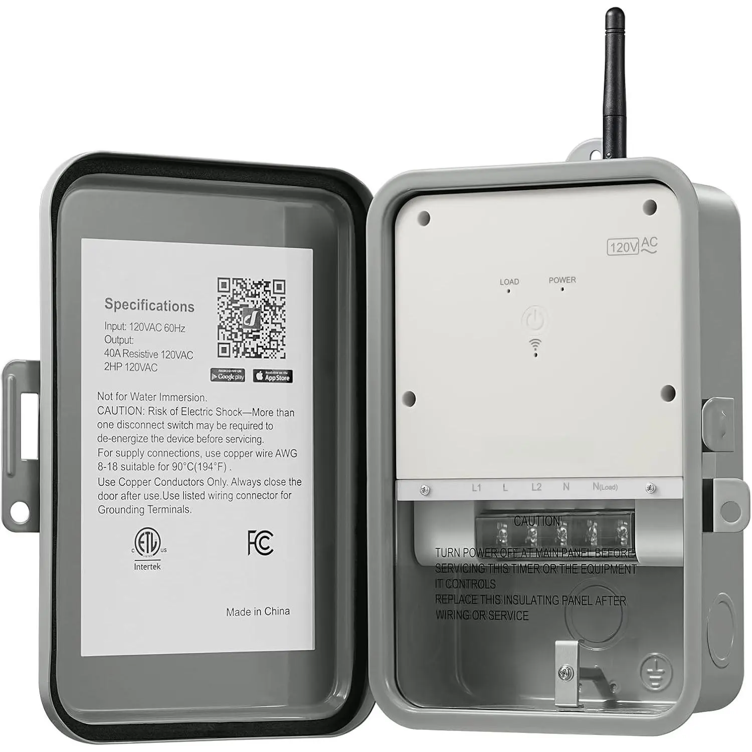 Pool Pump Timer, Outdoor  WiFi Timer Box, 40A 120VAC 2HP | Heavy Duty  Controller for Pool, Water Heater, Compatible with  Phone, Alexa,  Assistant, ETL Listed