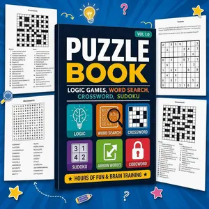 Ultimate Puzzle Book Collection A5 Portable, Logic Games, Word Search, Crossword, Sudoku, Adult Brain Teaser, Pocket Size, Engaging Mind Challenges