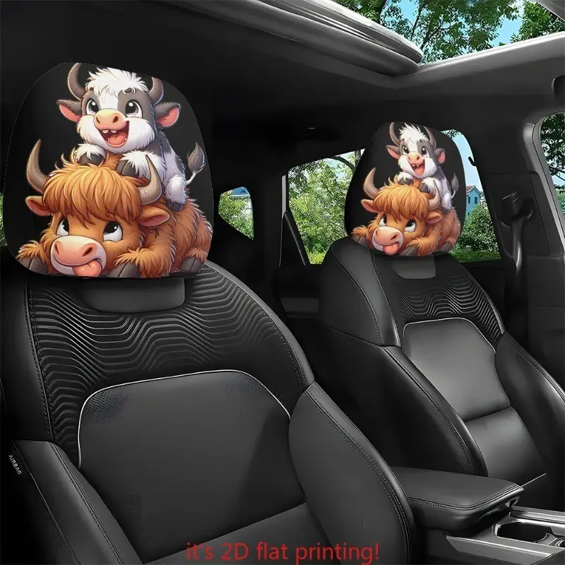 2-Pack 2D Flat Print Car Headrest Covers, Washable, Easy Install, Durable Comfort, Suitable for Cars and Suvs, Festive Seat Protector, Auto Seat Protectors, Car Accessories