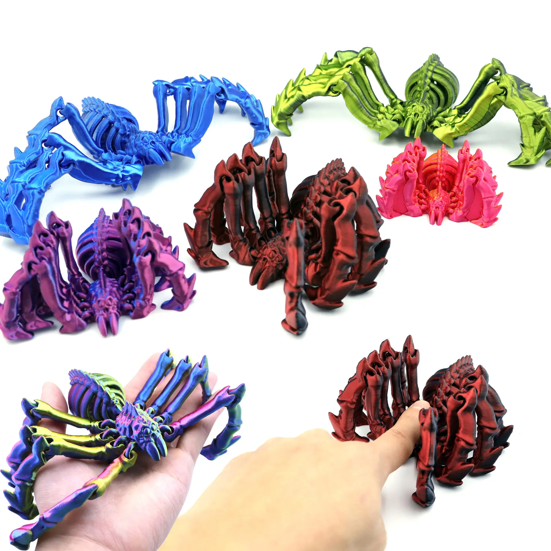 3D Printed Spider Model Articulated Joints Movable Elastic Halloween Decoration Realistic Animal Figure One Piece Design