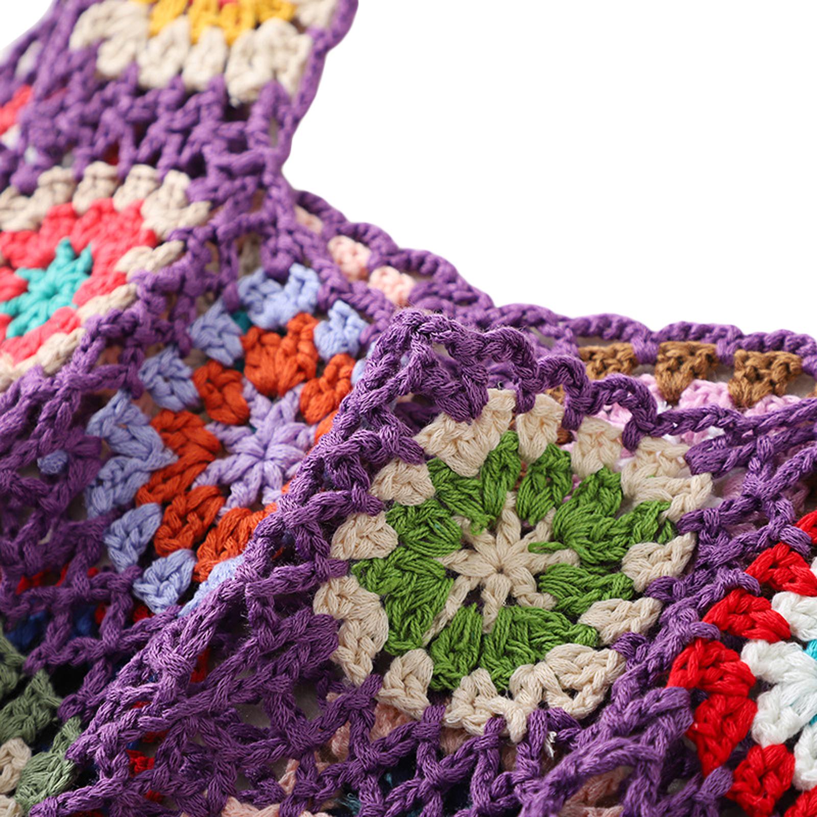 Women´s Summer Sleeveless Tops Ladies Female Colorful Hand Crochet Embroidery Openwork Knit Tank Tops Womenswear Streetwear