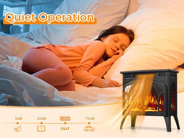 R.W.FLAME Electric Fireplace Stove Heater, 3D Infrared Fireplace, 5100BTU MAX 1500W, All-Metal Design, Adjustable Brightness, Portable, Overheating Protection,Remote,Timer,ETL Certified heaters