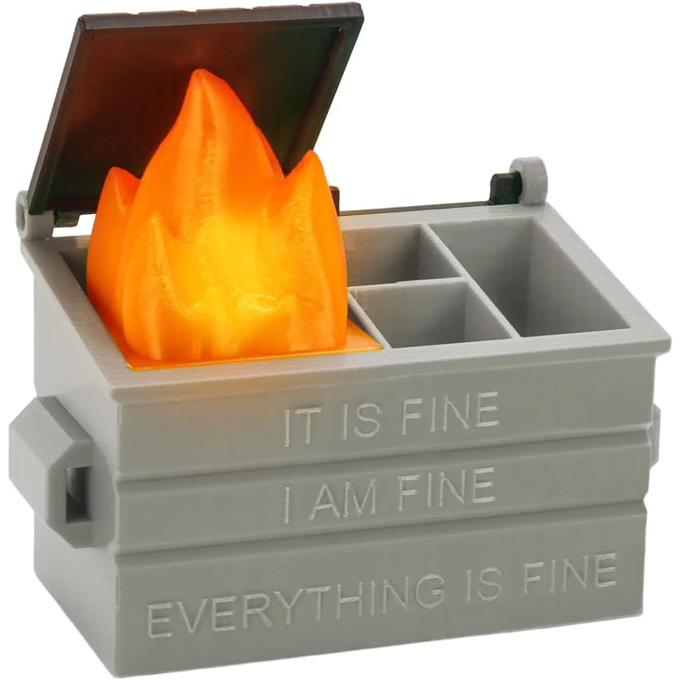 Dumpster Pencil Holder with Flame Light Pen Holder Desk Accessories | Funny Dumpster Desk Decor for Office Christmas Decor Workspace Organization