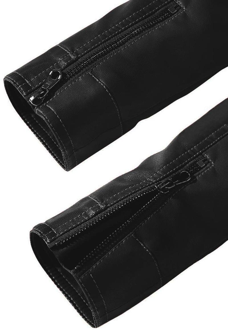 Men's Faux Leather Jacket Vintage with Stand Collar for Motorcycle Biker Riding Bomber Jacket for Men