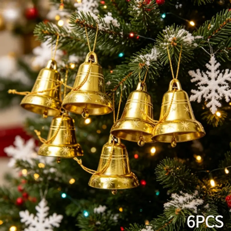 Upgraded Christmas open bell ornament, household decorative plastic golden bell, used as a hanging decoration for Christmas trees, Christmas tree top decoration and festival party decoration