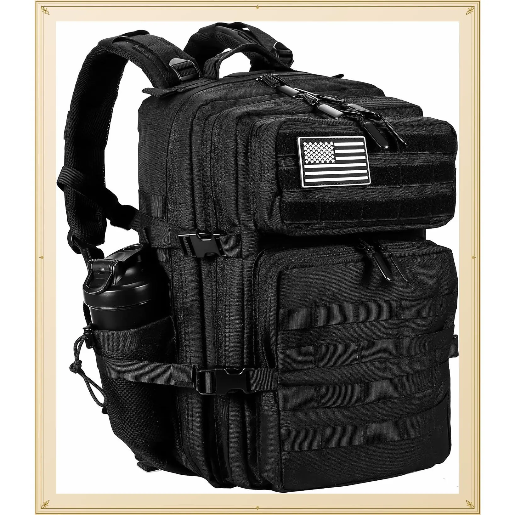 45L Military Tactical Backpack, Army 3-Day Assault Pack Rucksack with Molle System for Men and Women, BlackGift