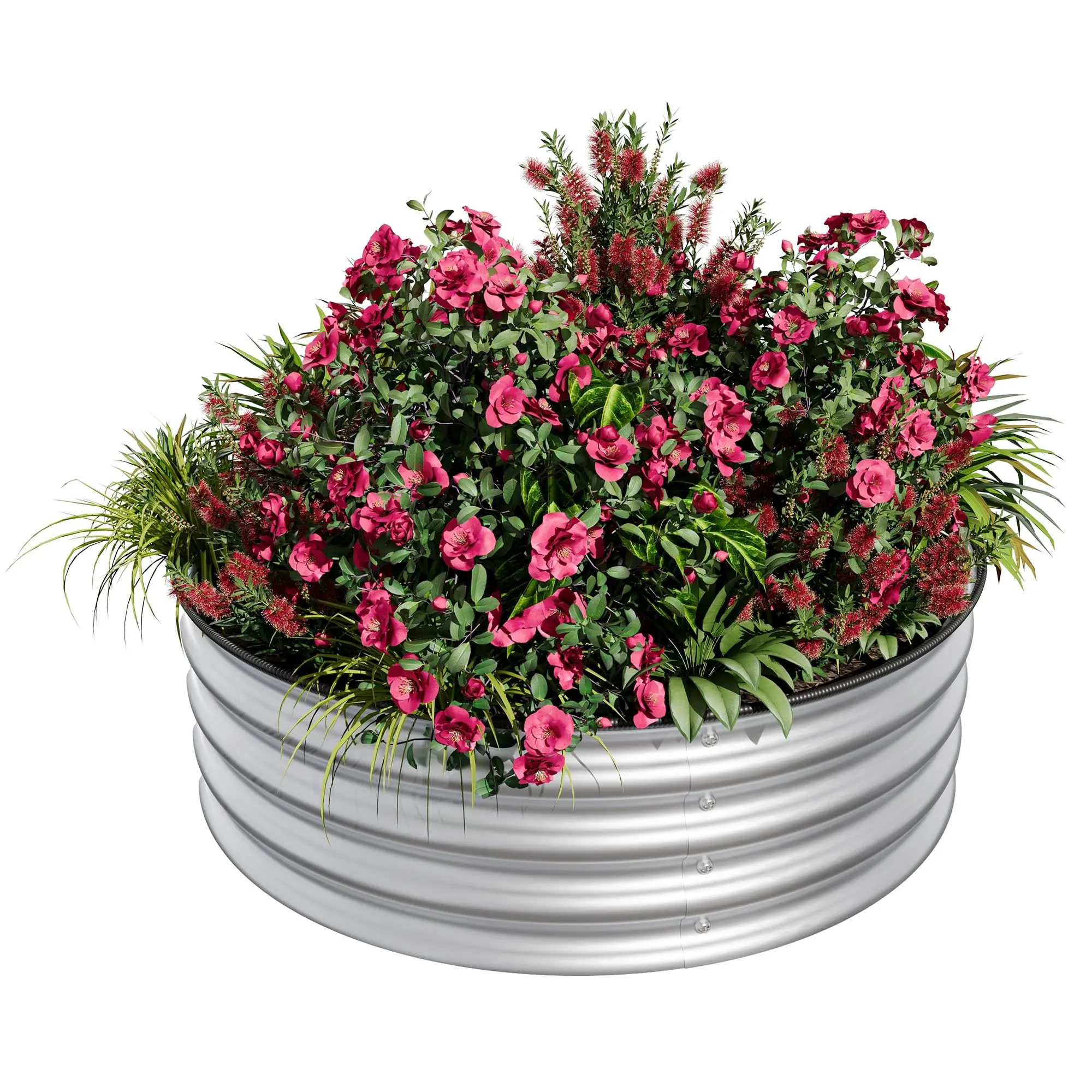 Round Raised Garden Bed — 4x1.5ft Galvanized Metal Planter Box with Safe Rubber Edge & Open Bottom, Rust-Proof Garden Bed Kit for Vegetables, Flowers & Herbs