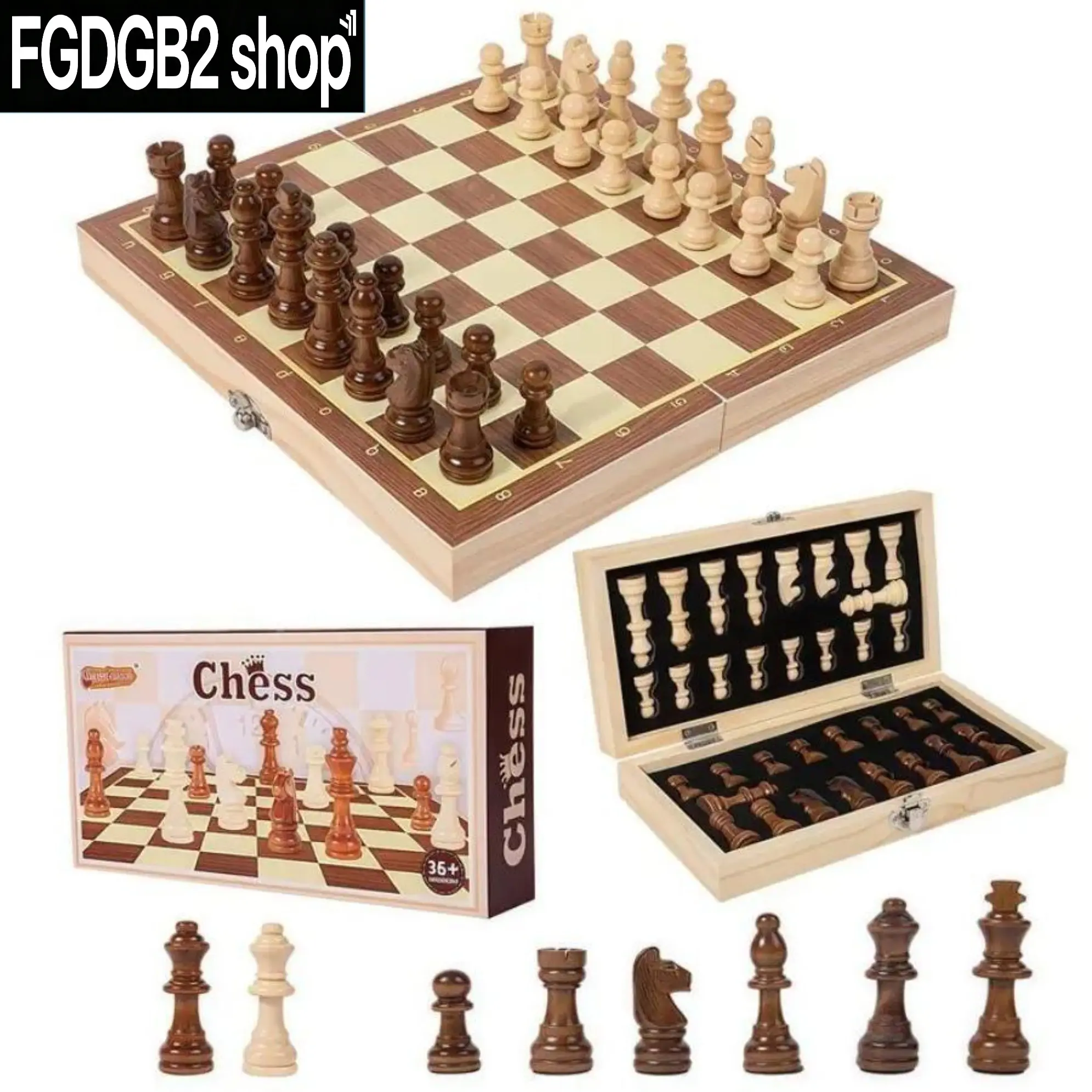 Magnetic Wooden 3-in-1 Chess Set, Foldable Travel Board Game with Chess, Checkers & Backgammon, 32 Pieces, Portable Tabletop Strategy Game for Family Game Night, Home & Outdoor Use match jewelry