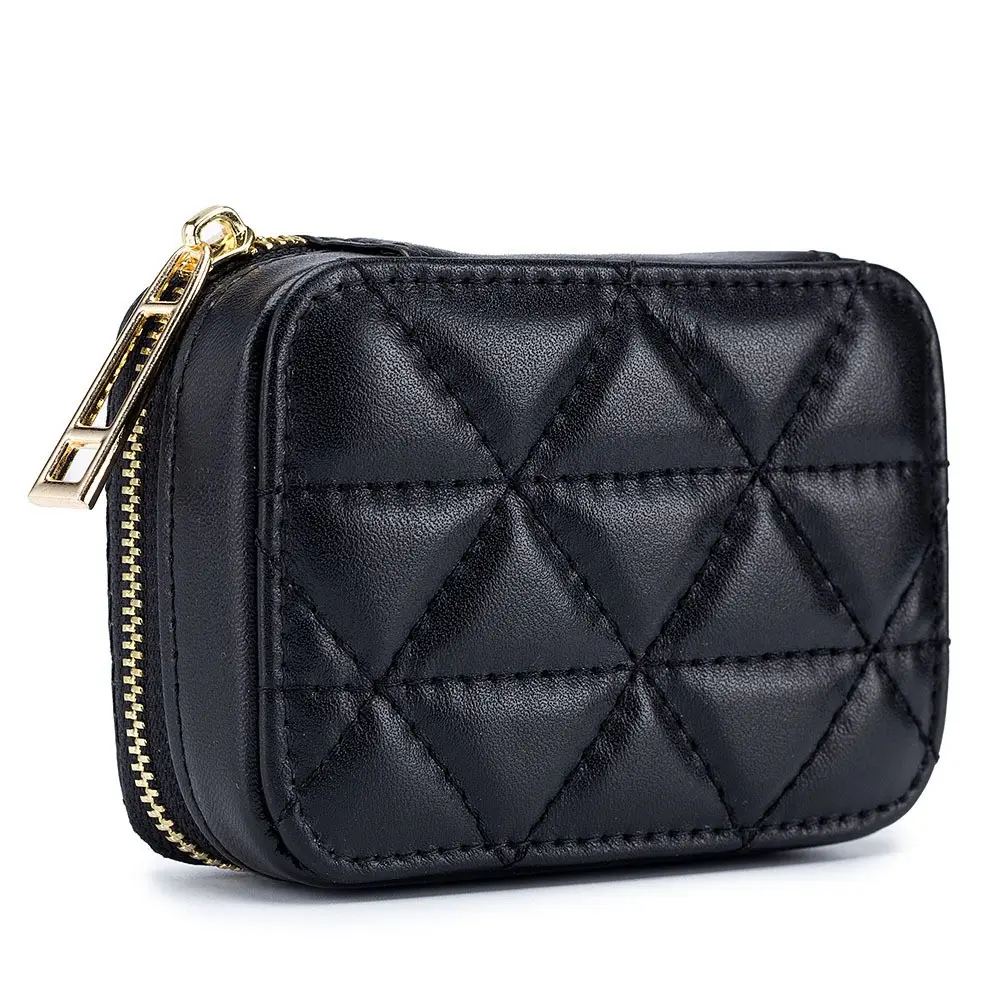 Fashion Headphone Bag Quilted Portable Lipstick Bag, Mini Makeup Bag with Mirror, Small Makeup Pouch for Women, Outdoor Cosmetic Storage Box