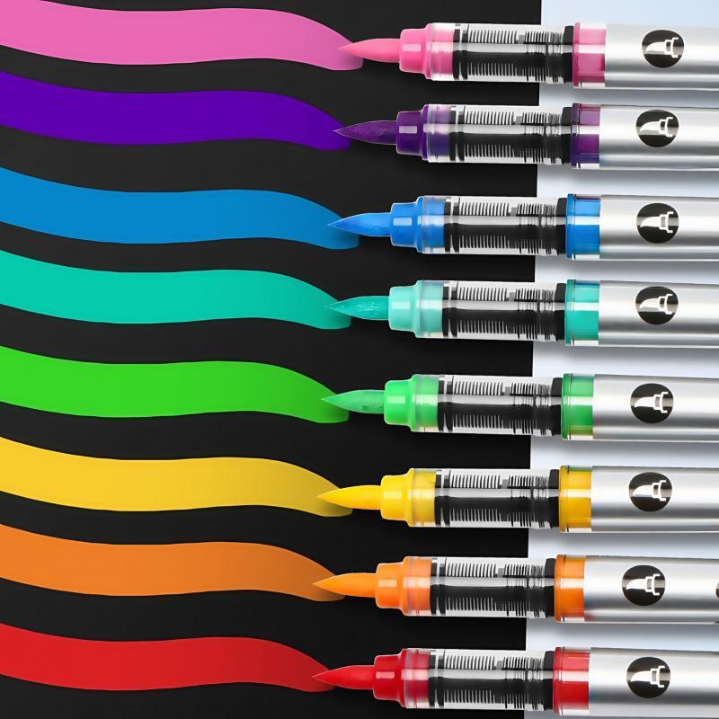 Acrylic Paint Marker Set, 1 Set Portable Brush Tip Paint Marker with Storage Bag, Acrylic Drawing Markers, Art Supplies for Rock Painting, Ceramic, Wood, Canvas, Glass, Stone, Fabric