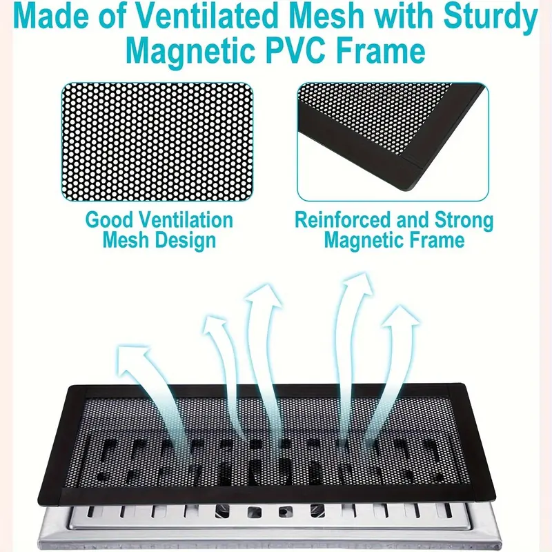 Magnetic Vent Cover, Magnetic Fastening, Ventilation, Airflow Control, Airflow Management, Airflow Directing, Dust Minimization, 4 Counts/set Durable Anti-dust Mesh, Insect-proof Vent Cover, Insect Protection for Ceiling & Floor, PVC Home Accessories