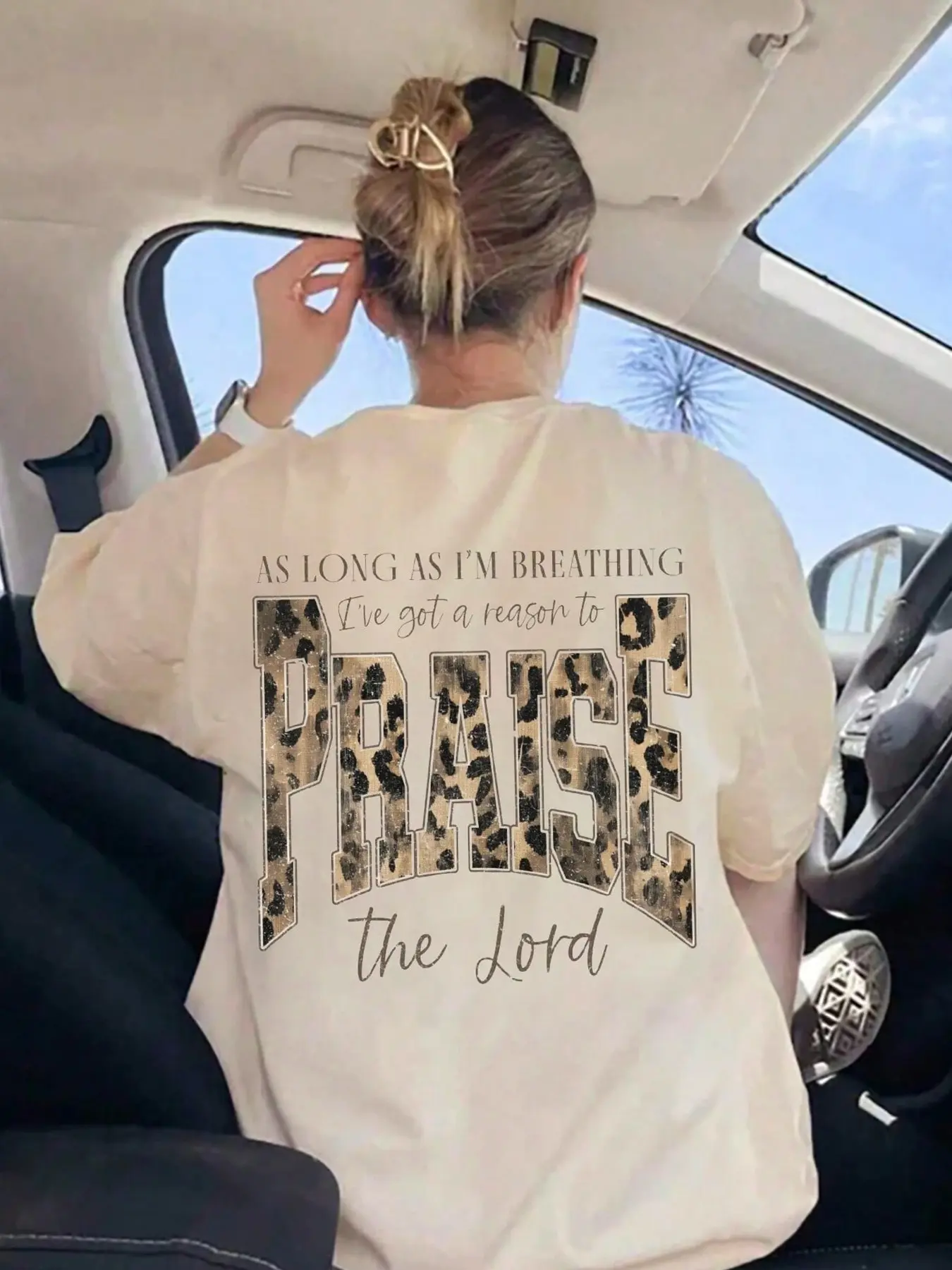 Women's T-Shirt, Leopard Print Christian Casual Round Neck Short Sleeve Summer Top, Loose Fit Plus Size, Versatile Fashion