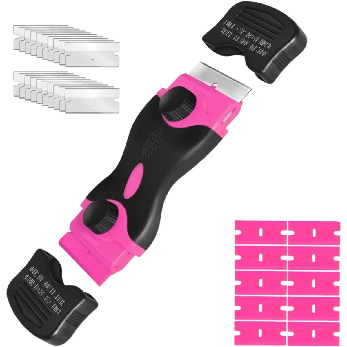Razor  Scraper Tool Set, 20 count , Plastic  Scraper, Double Edged Razorblade Scraping Tool for Glass, Windows, Stickers, Tint, , Labels, Cooktop, Oven