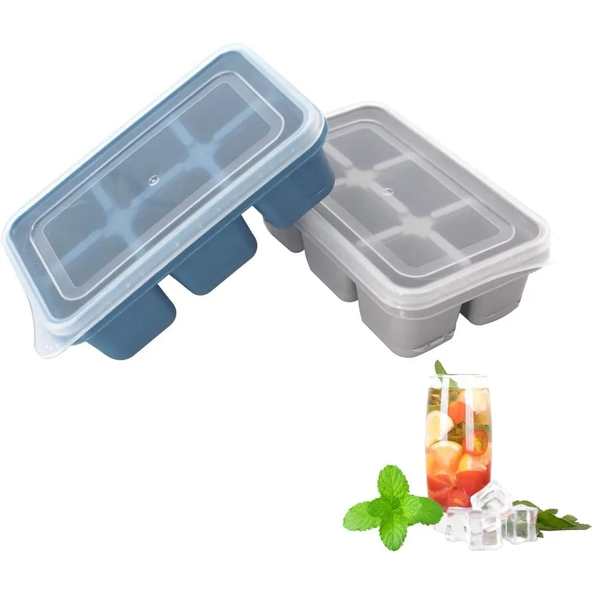 Trays 2 Pack - Mini Size   Molds with Removable   and  for , , Stackable Flexible Safe Ice Cubes