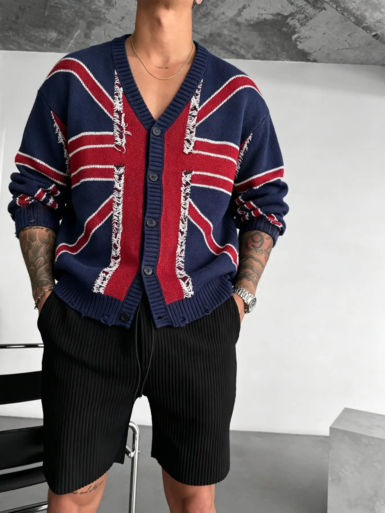 Flag Knit Sweater, Casual Street Style, Essential for Fall Winter, Soft Comfortable Fabric, Unisex, Loose Fit, All Seasons