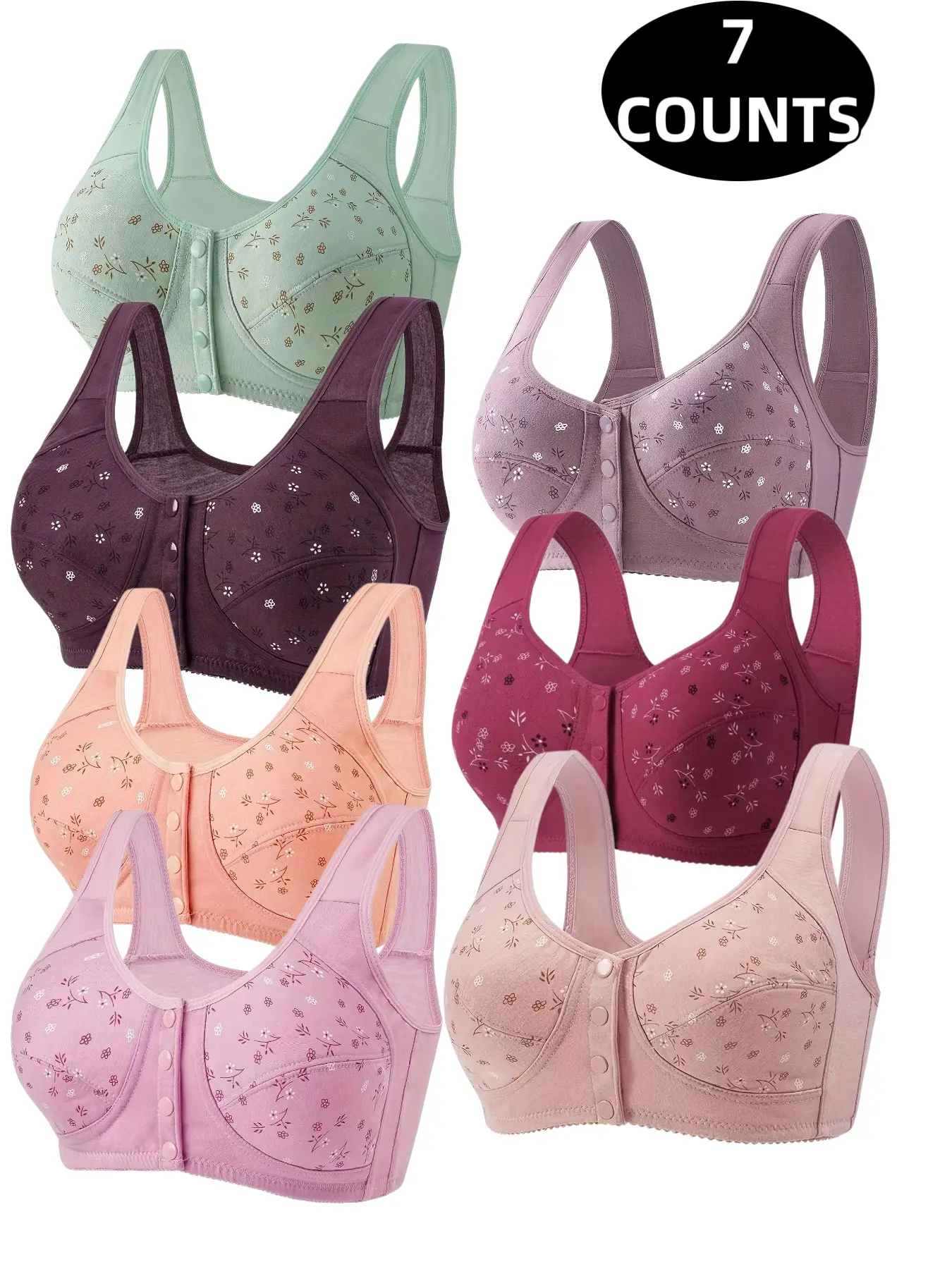 Multi-Piece Floral Bra Set, Ultimate Comfort and Support, Fashionable Design for Daily Wear, Push-Up Full Coverage, Various Sizes Available