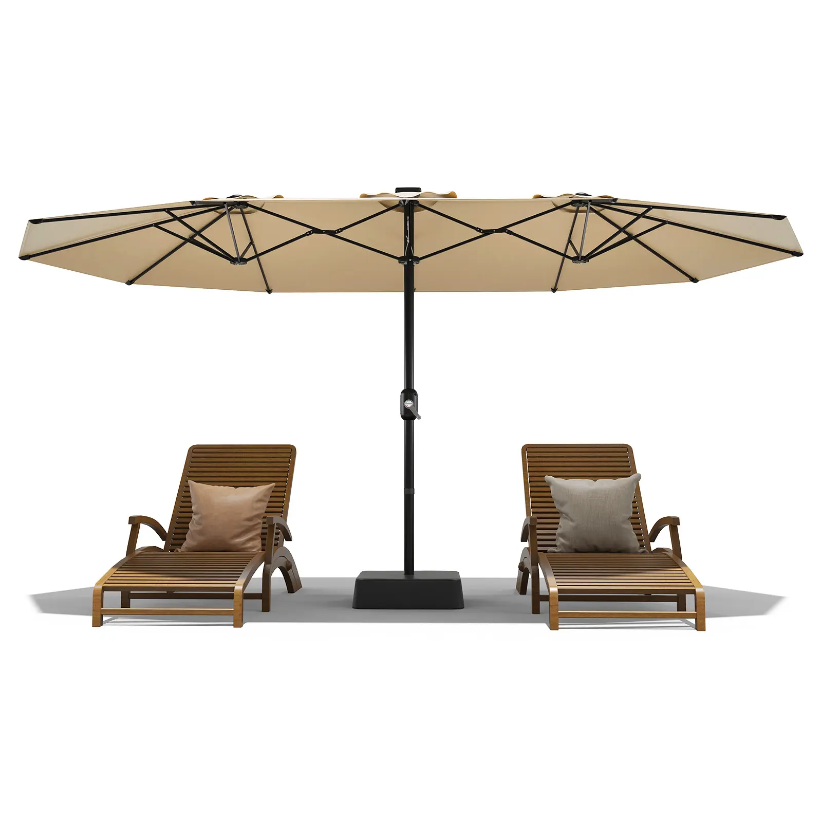 15ft Extra Large Rectangle Patio Umbrella, Heavy Duty Double-Sided Market Umbrella with Sturdy Base, Excellent UV Protection Outdoor Shade Canopy, Perfect for Pool, Lawn, Garden, Deck and Backyard Use