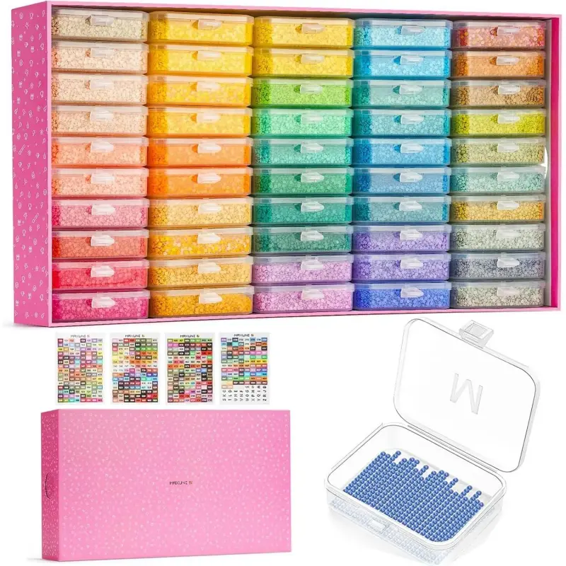50Pcs Thickened Stackable Diamond Painting Trays with Lids, Diamond Art Storage Containers Organizer Accessories for 5D Art Beads Storage & Line-Up