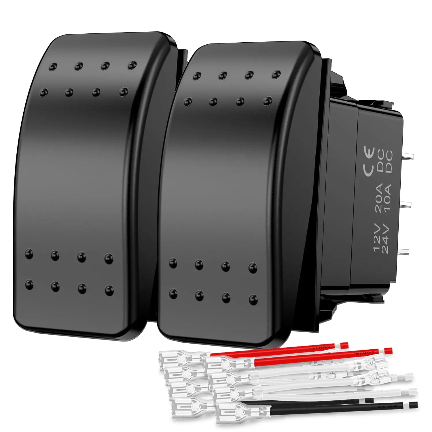 Nilight 2-Pack Momentary Rocker Switches, 6-Pin Waterproof DPDT Toggle Switch with Jumper Wires Set, 20A/12V Max 10A/24V, On/Off Control for Cars, Boats, RVs
